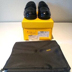 Fendi Mens Black Leather Rubber Sole 7.5